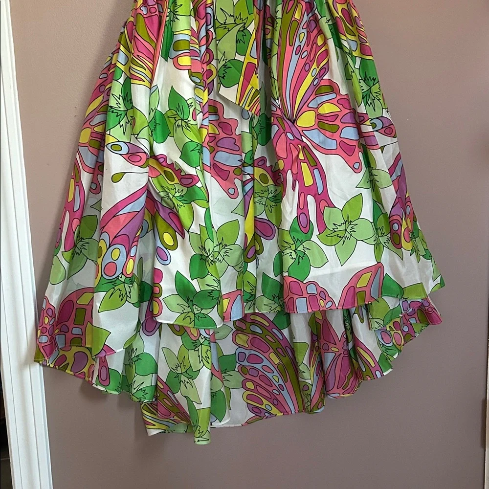 Trina Turk Off the Shoulder HighLow Floral Vibrant Multicolor Silk Dress Size S - Picture 5 of 14